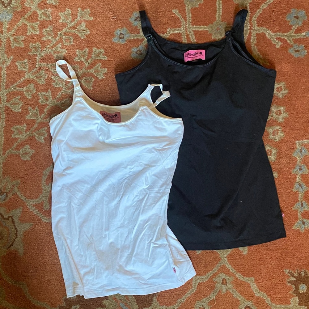 NWT Glamourmom Nursing Tanks Black & White XL